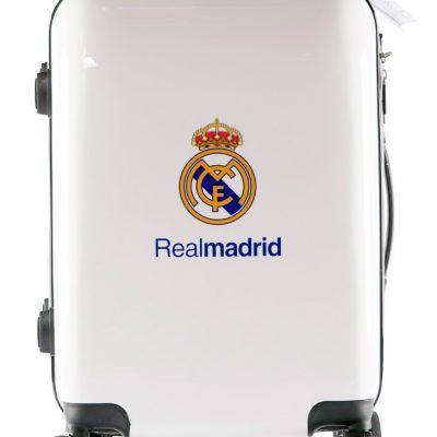 maleta de cabina real madrid rigida blanco 55 cm