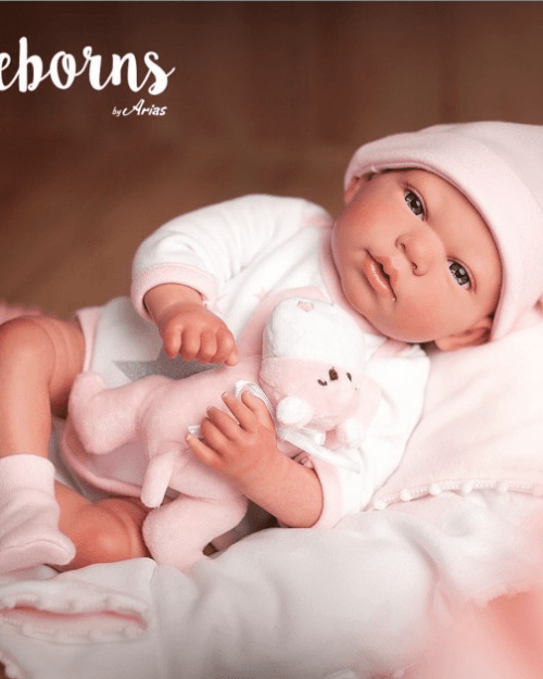 Muñeca Reborn Arias 40cm.Gala Con Manta y Peluche la casita de dumbo