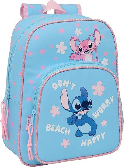 Mochila Infantil, Adaptable a Carro STITCH HAPPY 34 cm