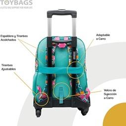 Licencias y Merchandise original Mochila Stich Tropical Doble Compartimento + Carro Negro Toybags