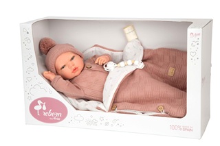 Muñeca Reborn Arias 40cm Elba Rosa Con Saco Dormir la casita de dumbo