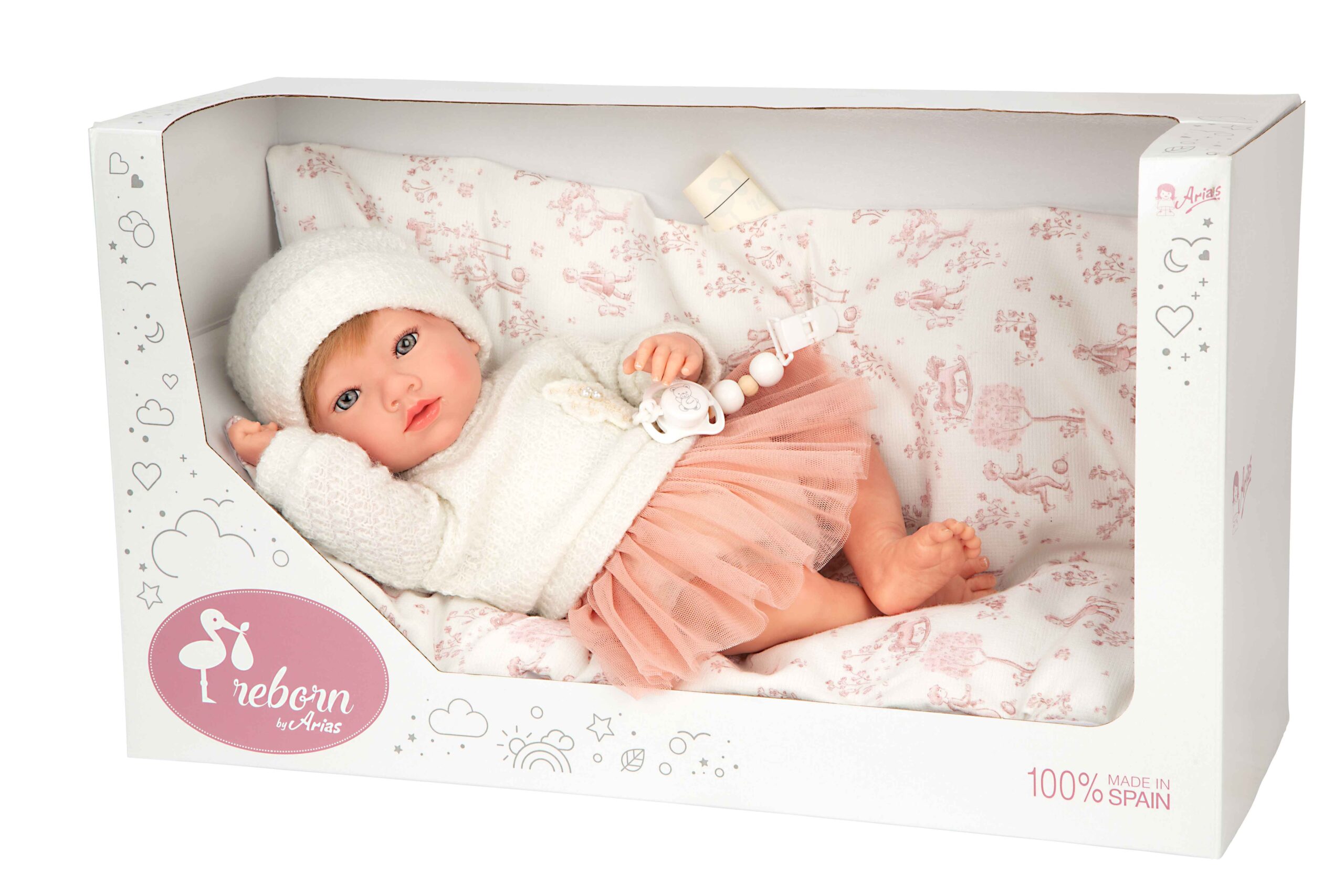 Muñeca Reborn Arias 40cm Julia Rosa Con Cojin la casita de dumbo