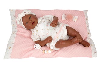 Muñeca Reborn Arias 45 cm Sasha Mulata Con Cojín