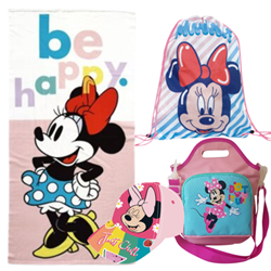 Lote Minnie Disney, Toalla, Gorra, Bolsa Merendero y Saco Mochila la casita de dumbo