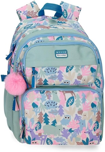 Mochila Escolar Doble Compartimento Verde Movom Forest la casita de dumbo