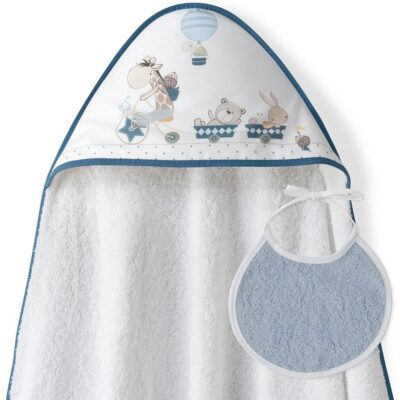 01236 CAPA DE BAÑO Y BABERO. JIRAFA BICICLETA BLA-PETRO. INTERBABY