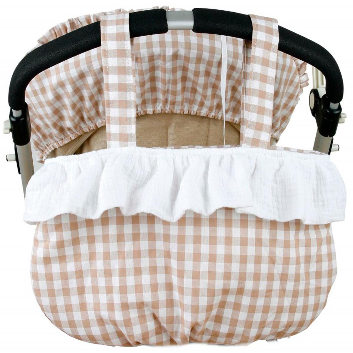 BOLSO BOMBONERA MUSELINA CUADRO BEIGE. ANDU MODIN la casita de dumbo