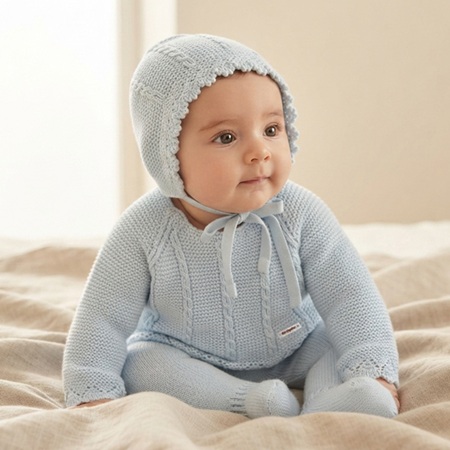 DAB-7G Conjunto Don Algodón Para Bebe Lana Celeste