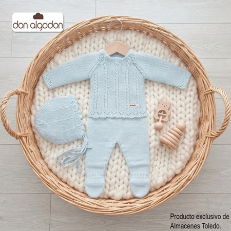 DAB-7G CONJUNTO DON ALGODON PARA BEBE. LANA CELESTE la casita de dumbo