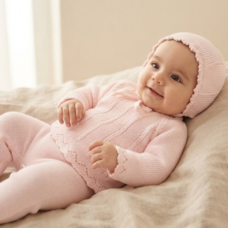 DAB-7G Conjunto Don Algodón Para Bebe Lana Rosa