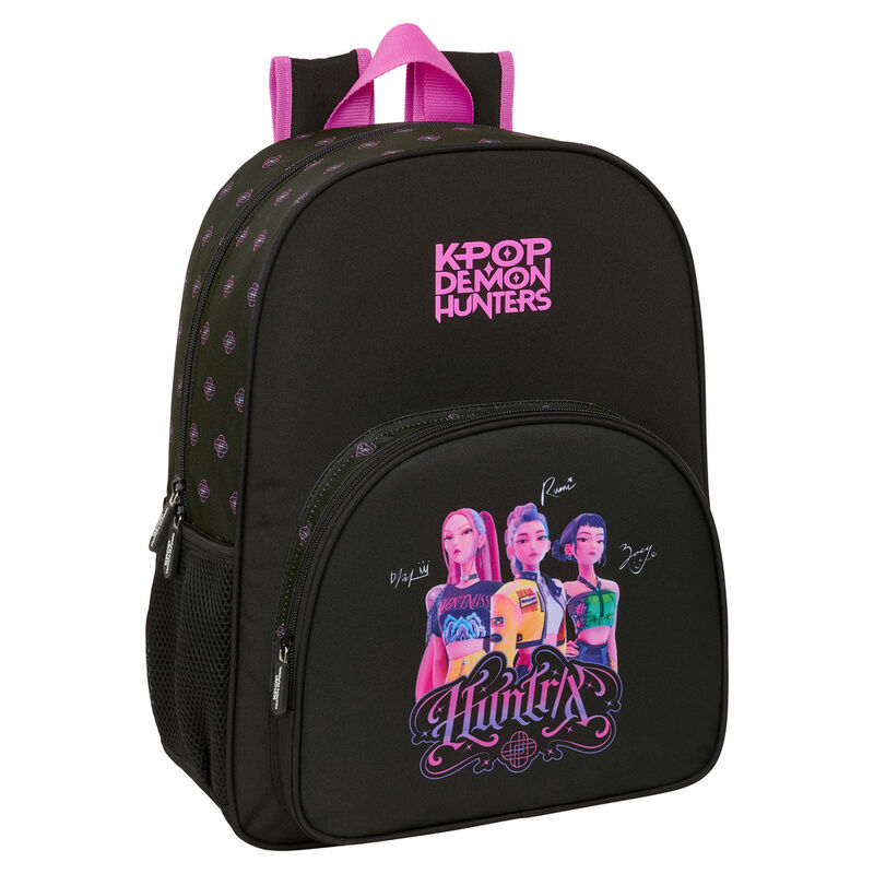 Mochila Negra Kpop Demon Hunters 33x42x14cm. la casita de dumno