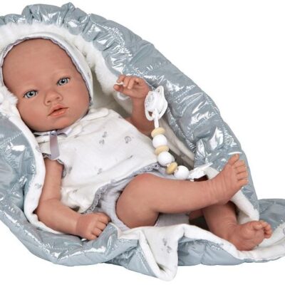 Muñeca Reborn Arias 38 Cm Borja Gris Con Manta la casita de dumbo