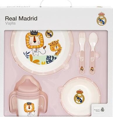 SET VAJILLA ROSA 5 PIEZAS REAL MADRID la casita de dumbo
