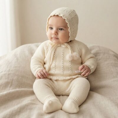 DAB-51010 CONJUNTO DON ALGODON PARA BEBE. LANA CRUDO la casita de dumbo