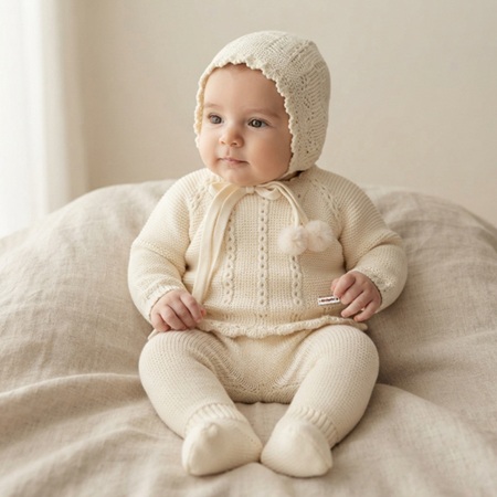 DAB-51010 Conjunto Don Algodón Bebe Lana Crudo