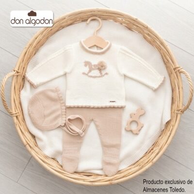 CONJUNTO DON ALGODON BEBE. LANA ARENA.