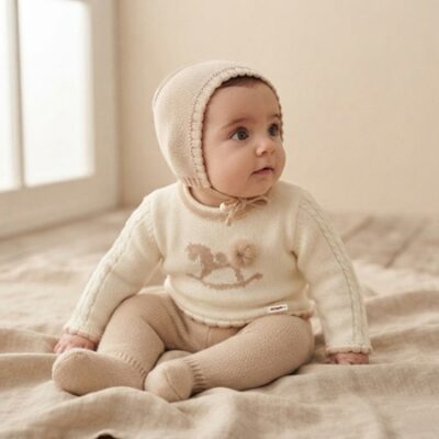 CONJUNTO DON ALGODON BEBE. LANA ARENA. 2 la casita de dumbo