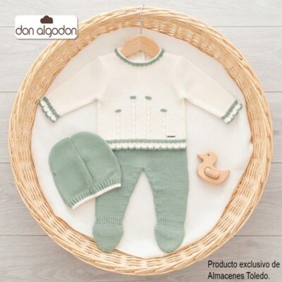 DAB-40600G CONJUNTO DON ALGODON BEBE. LANA VERDE. la casita de dumbo