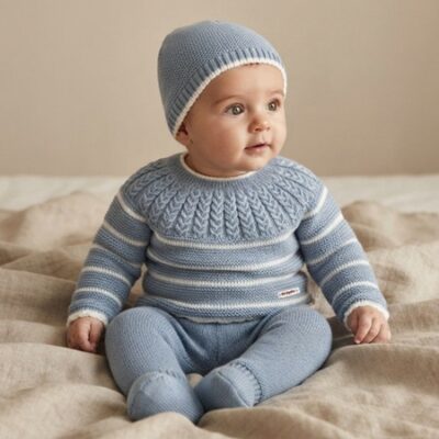DAB-43G CONJUNTO DON ALGODON PARA BEBE. LANA AZUL 2 la casita de dumbo