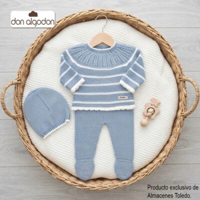 DAB-43G CONJUNTO DON ALGODON PARA BEBE. LANA AZUL la casita de dumbo