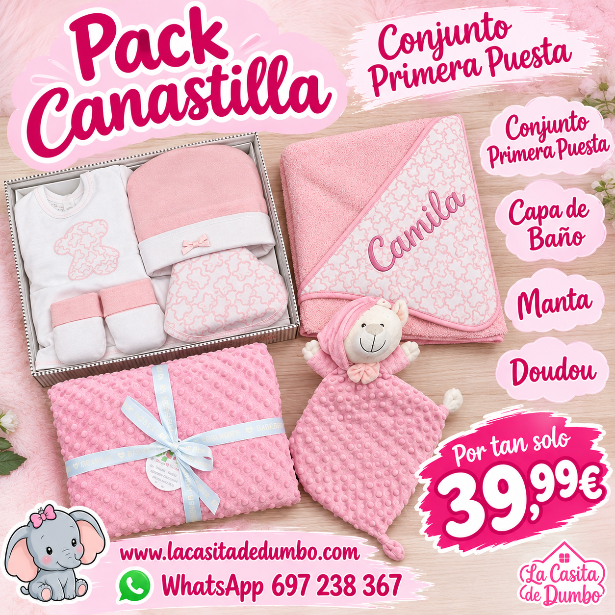 Pack Canastilla Bebe 4 Piezas Pack Canastilla Bebe