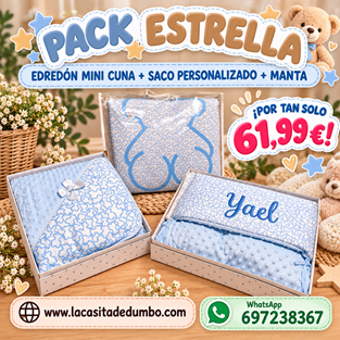 pack estrella canastilla bebe 3 piezas